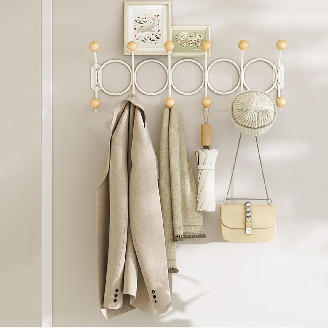Wall Hanger with 12 Hooks, Coat Rack Wall Mount, Door Hooks, Corner Coat Hook, Towel Holde for Hanging Towel, Hats, Scarves, Umbrella and Keys (Multi-Color)