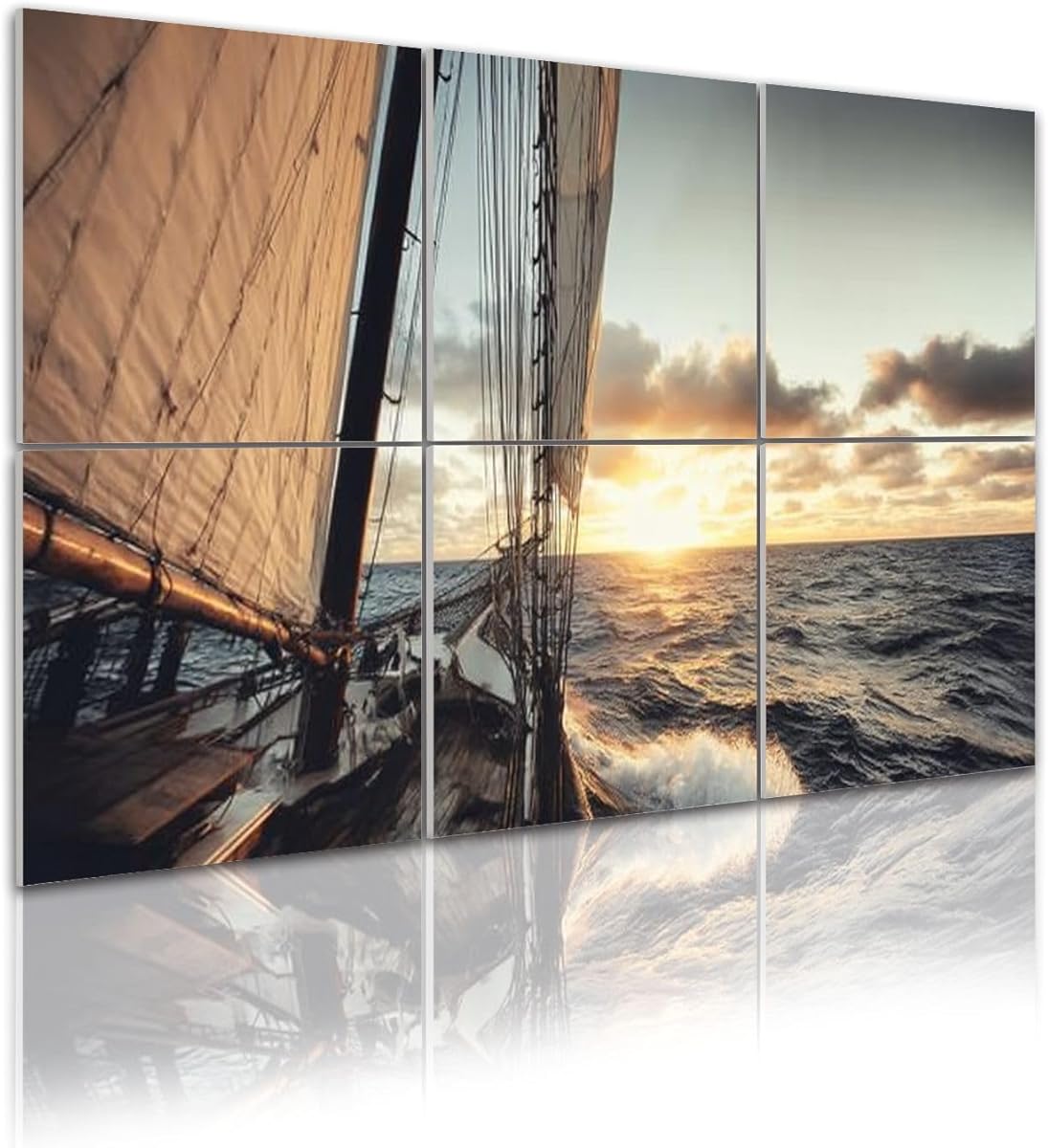 6 Pack Art Acoustic Panels Self Adhesive Pirate Decor Old schooner sailing sunset 48