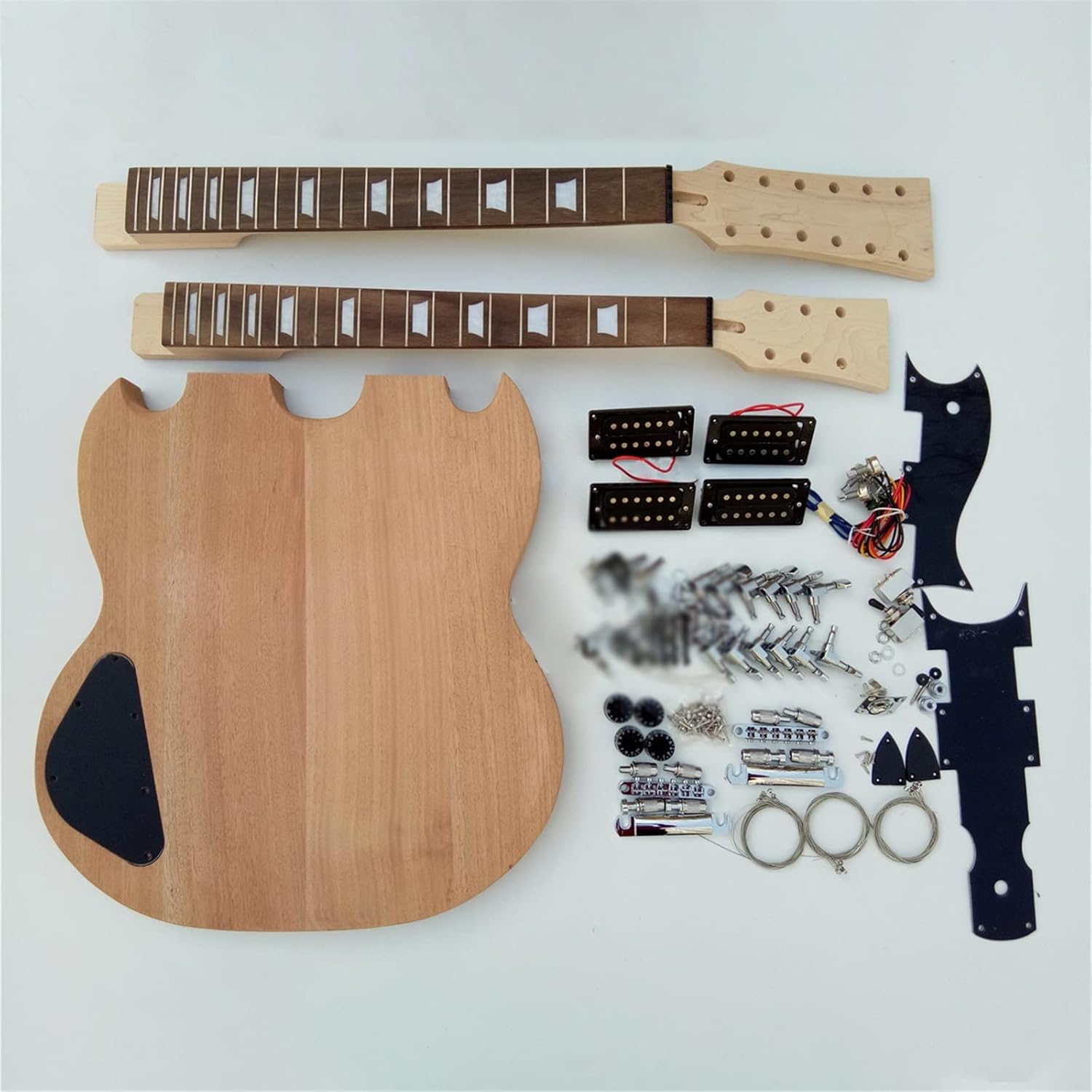 DIY Electric Guitar Kit Unfinished New Double-Head Electric Guitar with All Hardware