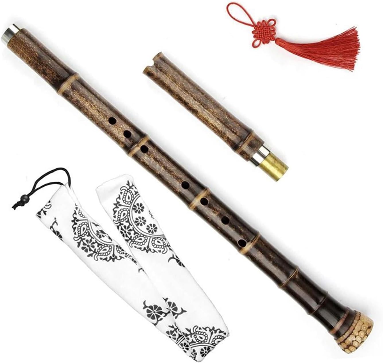 C Bamboo Flute Open Hole Flute Traditional Woodwind Instrument G Key(F Key)