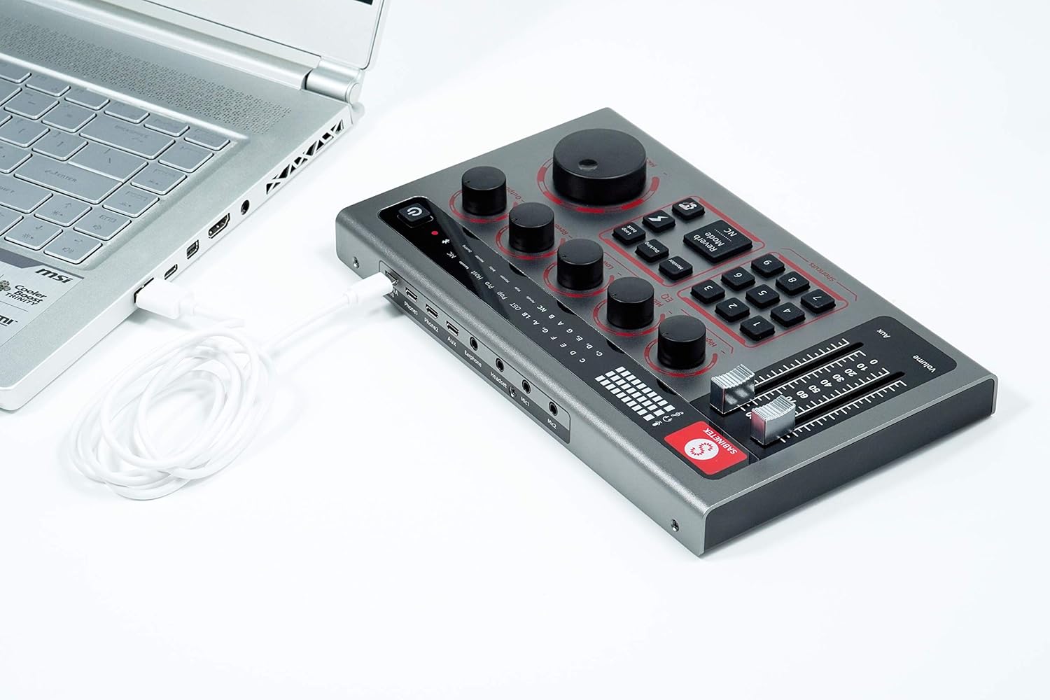 SabineTek Official SabineCast Bluetooth DJ Studio Mixer Sound Card Console w/Wired Condenser Microphone - Podcast, TikTok, Streaming, Gaming, Karaoke & Singing - Audio & Voice Recording Equipment