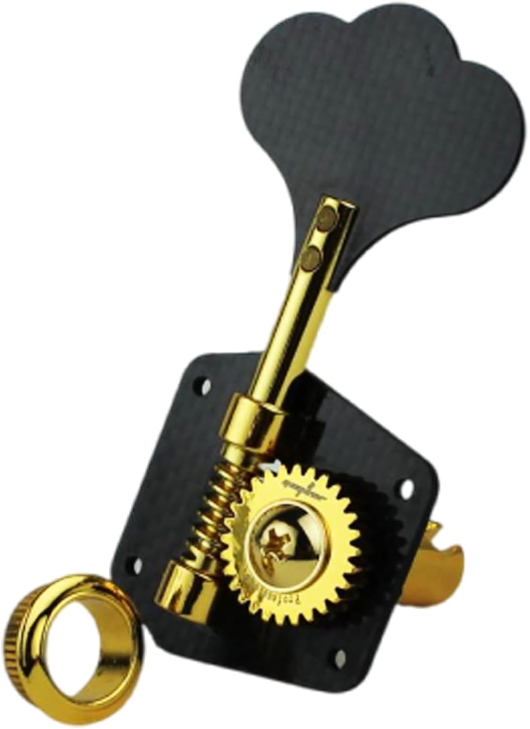 Guyker Carbon Fiber Bass Machine Head (3R + 2L) - 1:28 Ratio Gear Open Frame Tuners Tuning Key Pegs Replacement for Electric Jazz Guitar Bass or Precision Instruments, Gold
