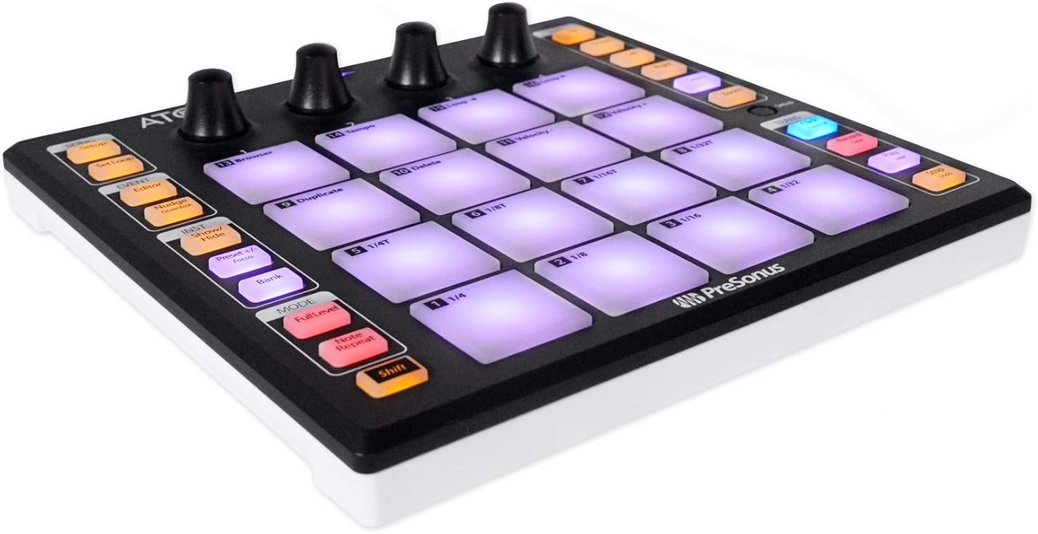PRESONUS ATOM 16 Pad USB MIDI RGB DJ Controller + Software + Headphones + Mic + Cable