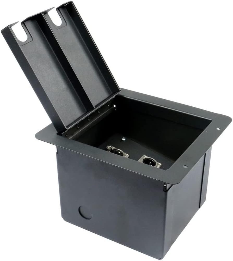 Elite Core | FB8-4XF2XM2E | Recessed Floor Box | 4 XLR Female, 2 XLR Male, and 2 Tactical Ethernet Connections