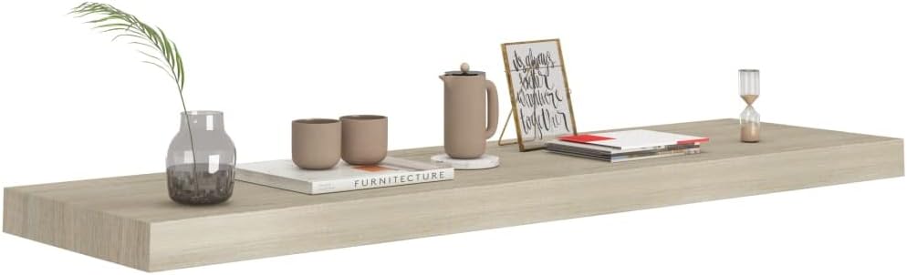Floating Shelves,Wall Storage Shelves,Wall Mounted Shelf Organizer Unit Display Shelf,Invisible Mounting System,Awards,Book,Collectibles,Ornaments,4 pcs Oak 35.4