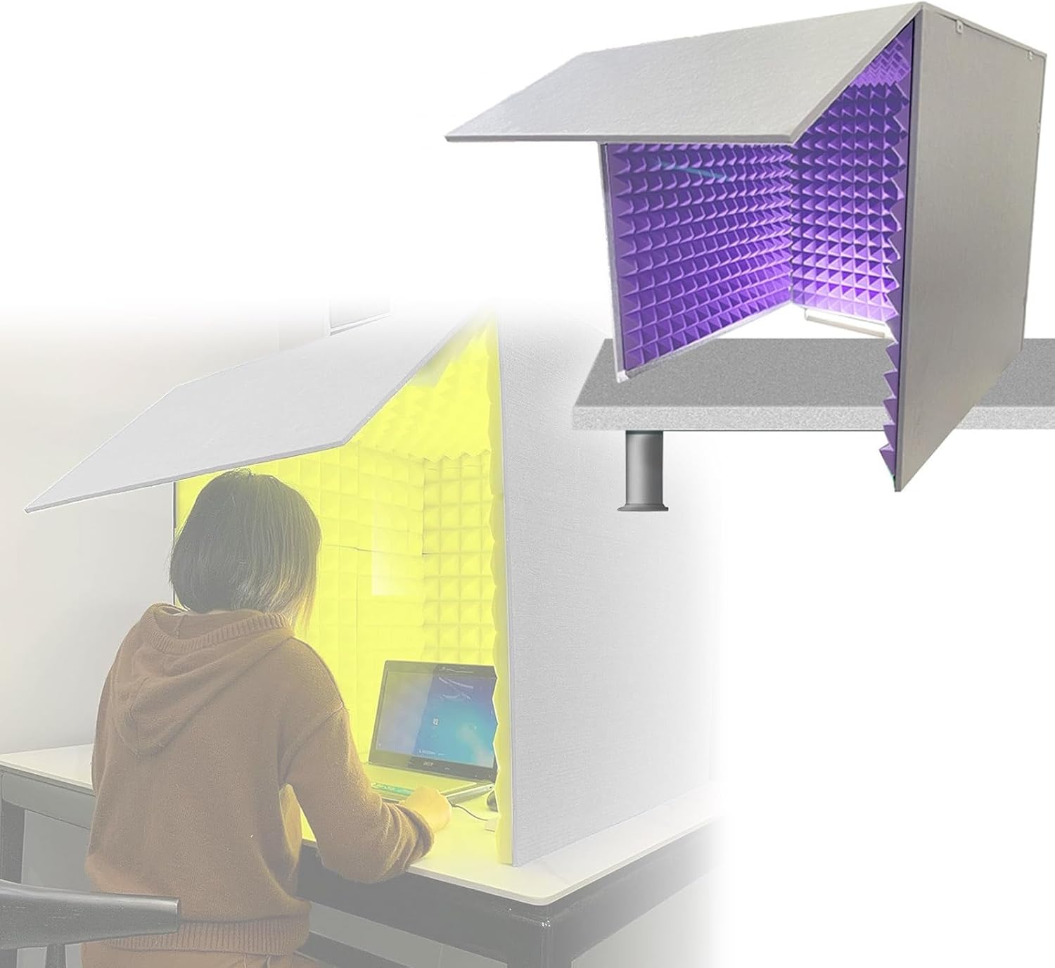 Portable Recording Studio, Microphone Foam Booth, Desktop Soundproof Enclosure, Suitable for Recording Studio, Singing Broadcast (Purple)