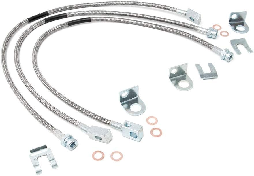 Rough Country Stainless Brake Lines for 1987-2006 Jeep Wrangler TJ/YJ/XJ - 89715, Front/Rear, Stainless