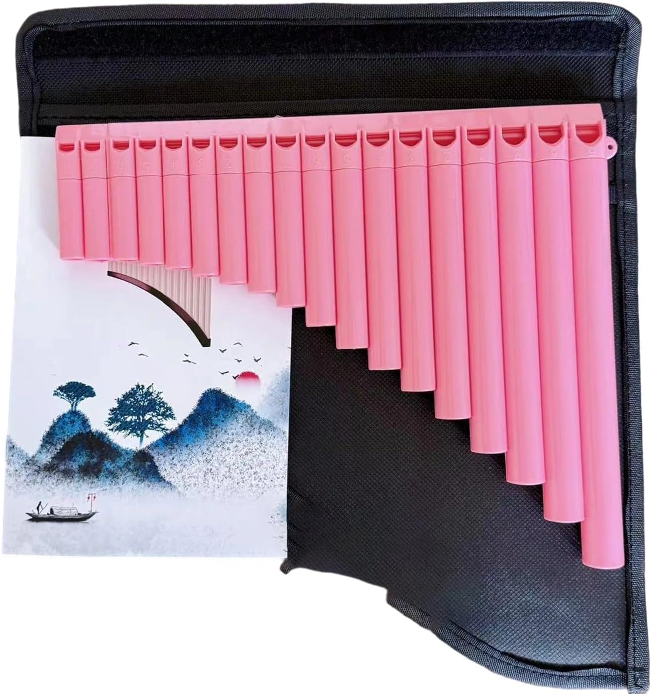 25 Pipe C Key Pan Flute Colorful Professional Teaching To Play Pan Flute 16 18 Pipe Woodwind Instrument(18 pink)