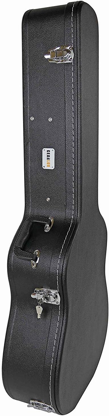 Gearlux Dreadnought Acoustic Guitar Hardshell Case with Accessory Compartment - Black