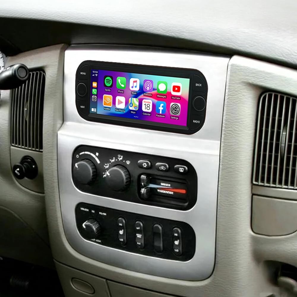 Car Stereo Radio Compatible for Jeep Dodge GrandCherokee with Carplay Android Auto GPS Navigation 6.86in Touchscreen Car Radio Player with Bluetooth WiFi SWC Mirror Link Split Screen + Backup Camera