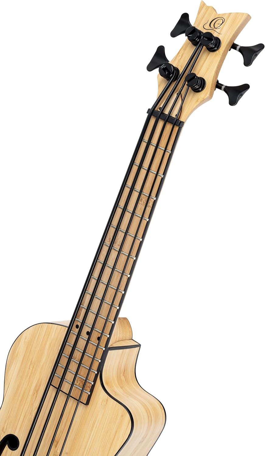 Ortega Guitars 4 String Bamboo Series All Solid Acoustic-Electric Uke-Bass w/Bag, Right-handed, Natural, (RUNAB-UB)