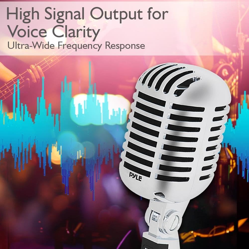 Pyle Pro PDMICR42SL Old Fashioned Vintage Retro Style Dynamic Adjustable Compact Desktop Studio Mic Professional Vocal Recording Microphone (2 Pack)