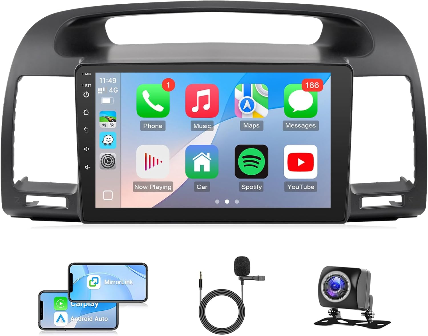 Android Car Radio for Toyota Camry 2002 2003 2004 2005 2006 with Wireless Carplay Android Auto, Screen for Toyota Camry Car Stereo with Bluetooth,WiFi,GPS Navigation,SWC (Without J.B.L & Large Screen)