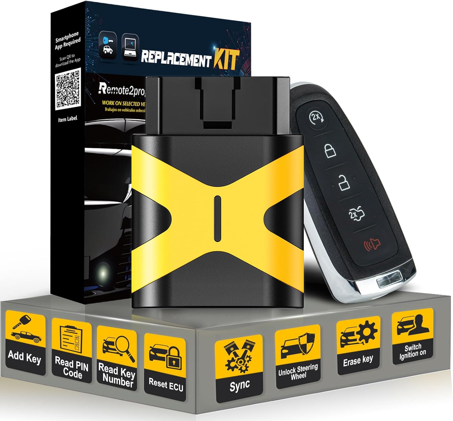 Self Programmable Smart Car Key Fob Keyless Entry Remote Replacement for Ford Edge/Escape/Focus with FCC: M3N5WY8609 (5 Buttons KIT)