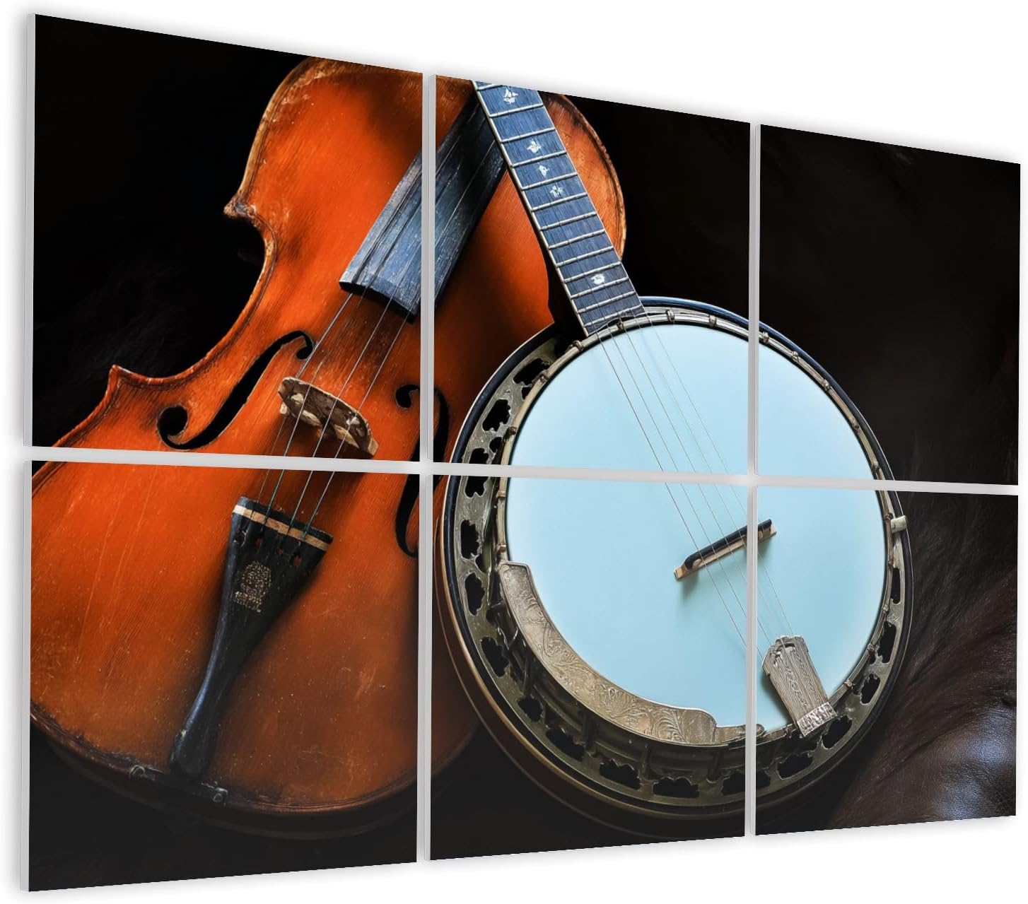 6 Pack Art Acoustic Panels Self Adhesive Bluegrass Mandolin Banjo Decorative Soundproof Wall Panels Sound Absorbing Panel 48