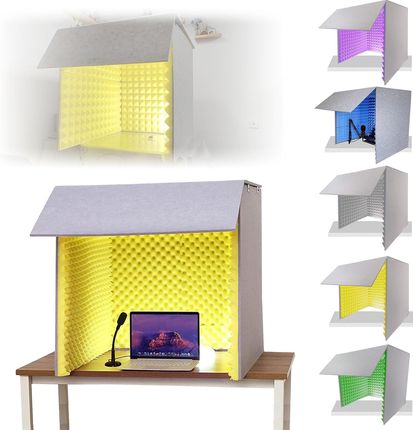 Desktop Soundproof Box, Home Recording Studio, Portable Recording Studio, for Music Practice Room (Yellow)