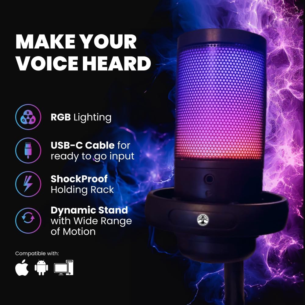 Live Video Streaming Kit, Includes 1080p 30 FPS Webcam, RGB USB Microphone, Adjustable LED Light for Twitch, YouTube, Podcast and WFH. for PC, MAC, Windows, and Laptops