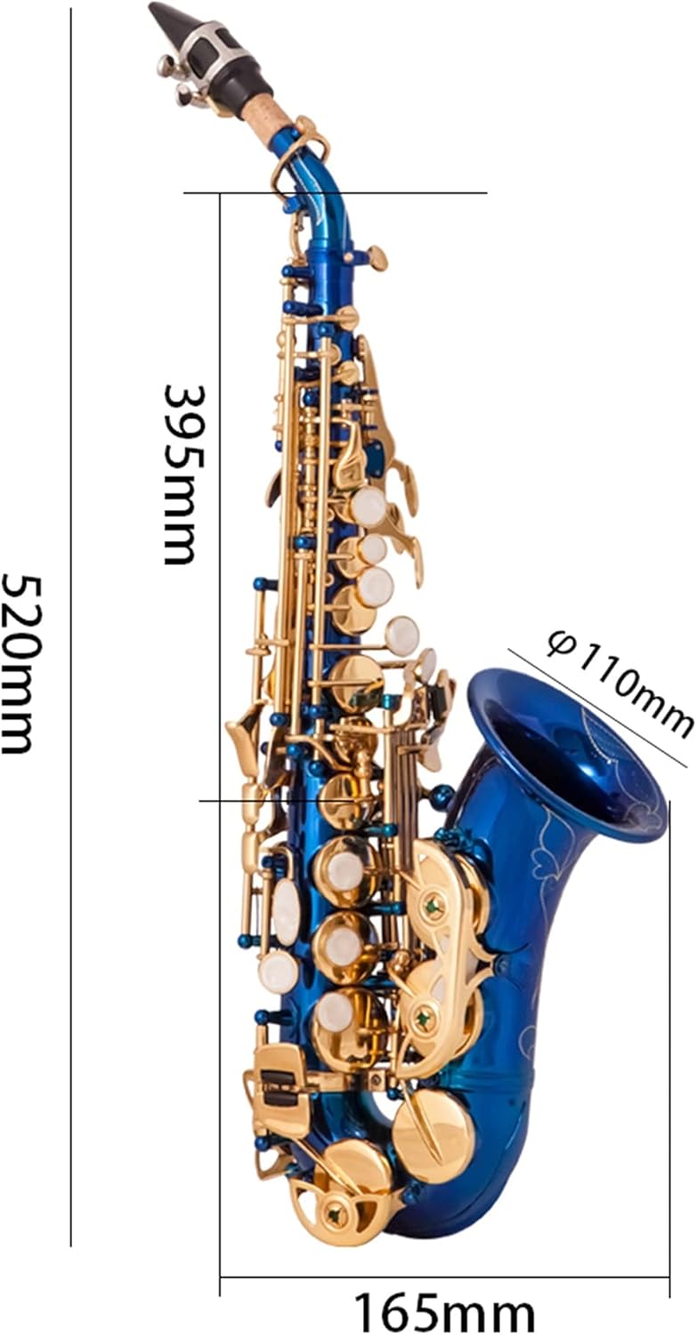 Saxophone Straight Brass Golden Carved Elbow Soprano Saxophone Saxophone Pearl White Shell Button Wind Instrument