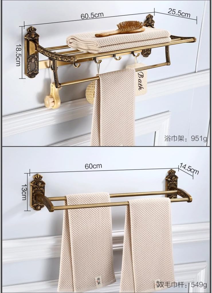 Bathroom Shelf Antique Aluminum European Style Holder Nail Free Shower Room Basket Corner Wall Engraved Vintage Accessories,Bathroom Rack B