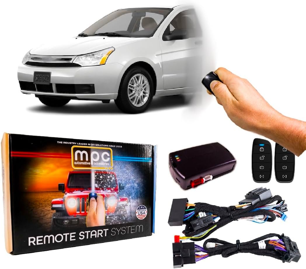MPC Complete 4-Button Remote Start Kit Compatible with 2010-2011 Ford Focus - T-Harness - Includes (2) 4-Button Extended Range Remotes - Up to 3,000 ft - Firmware Preloaded - USA Tech Support