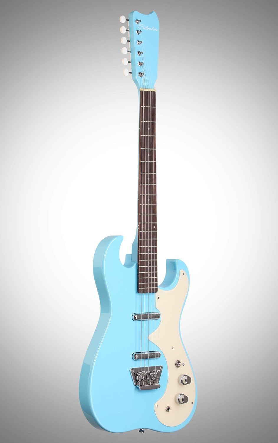 Silvertone Classic 1449-BDLB Solid-Body Electric Guitar, Daphne Light Blue