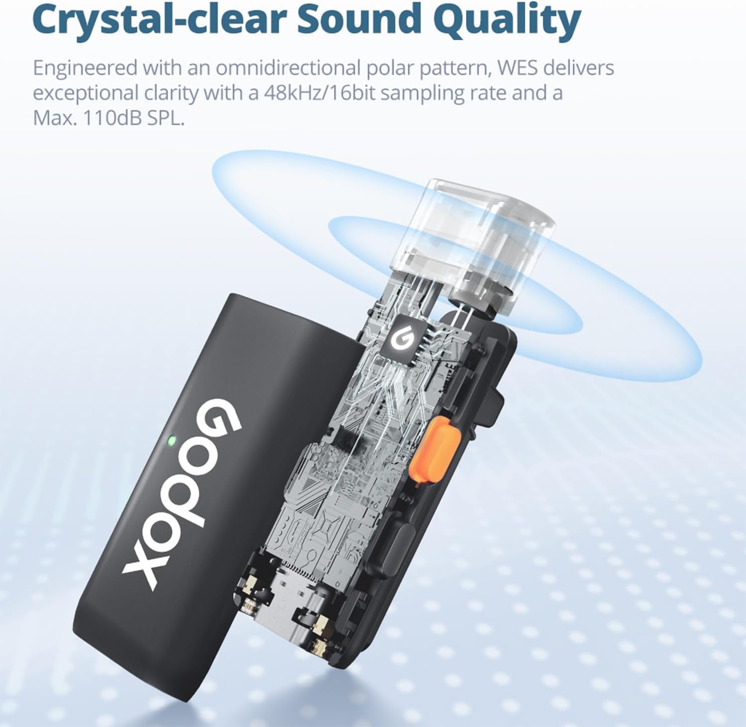 GODOX WES1 KIT2 Wireless Lavalier Microphone for iPhone, MFi Certified, Plug and Play Noise Cancelling Lapel Mic with 656ft Transmission, Charging Case, Compatible with iPhone,ipad (WES1 KIT2)