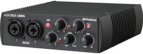 PreSonus AudioBox USB 96 2x2 USB Audio Interface (25th Anniversary Black) Bundle with Pop Filter and XLR Cable (3 Items)