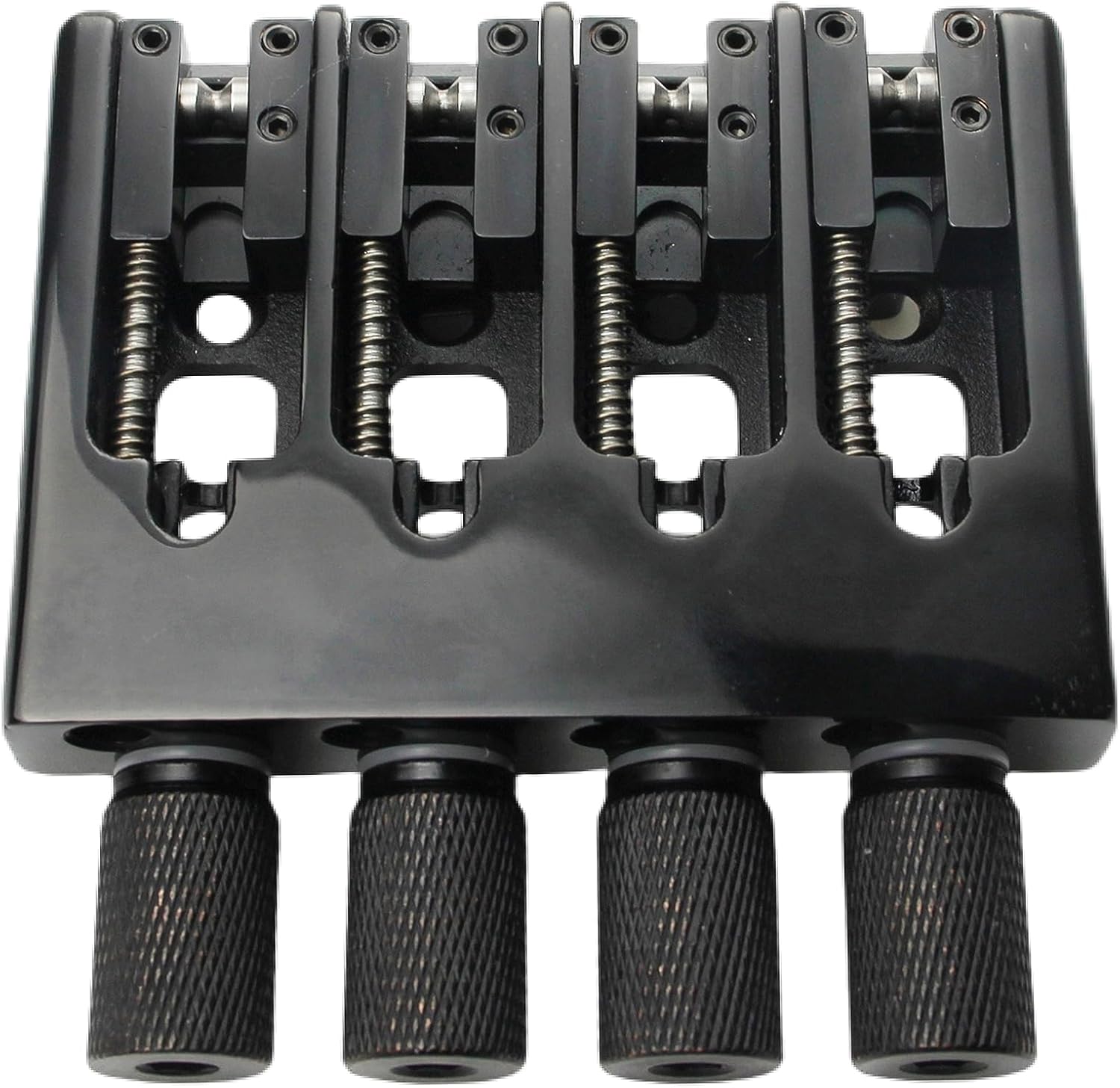 Guyker 4 String Headless Bass Bridge and Bridge String Lock, Slightly Adjustable String Spacing Base CNC Processing, WB004, Black