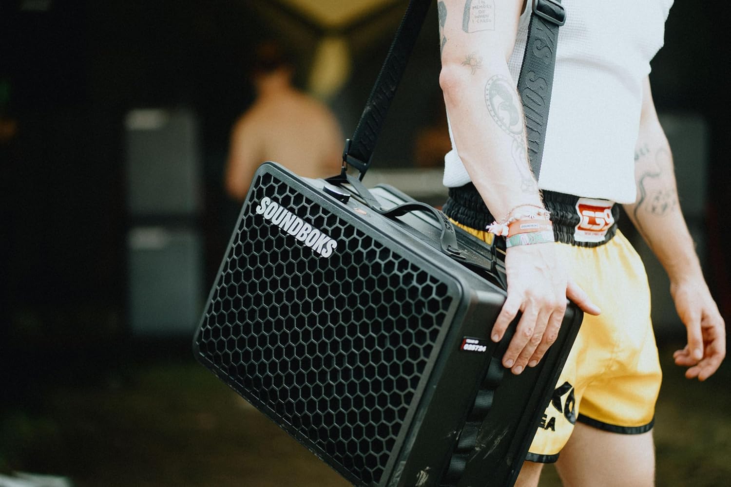 SOUNDBOKS Go - Portable Bluetooth Speaker - USB-C Charging Battery - Compact Performance Speaker for On The Go - Splash and Shockproof - 40 Hours Battery Life - 121 dB (Black)