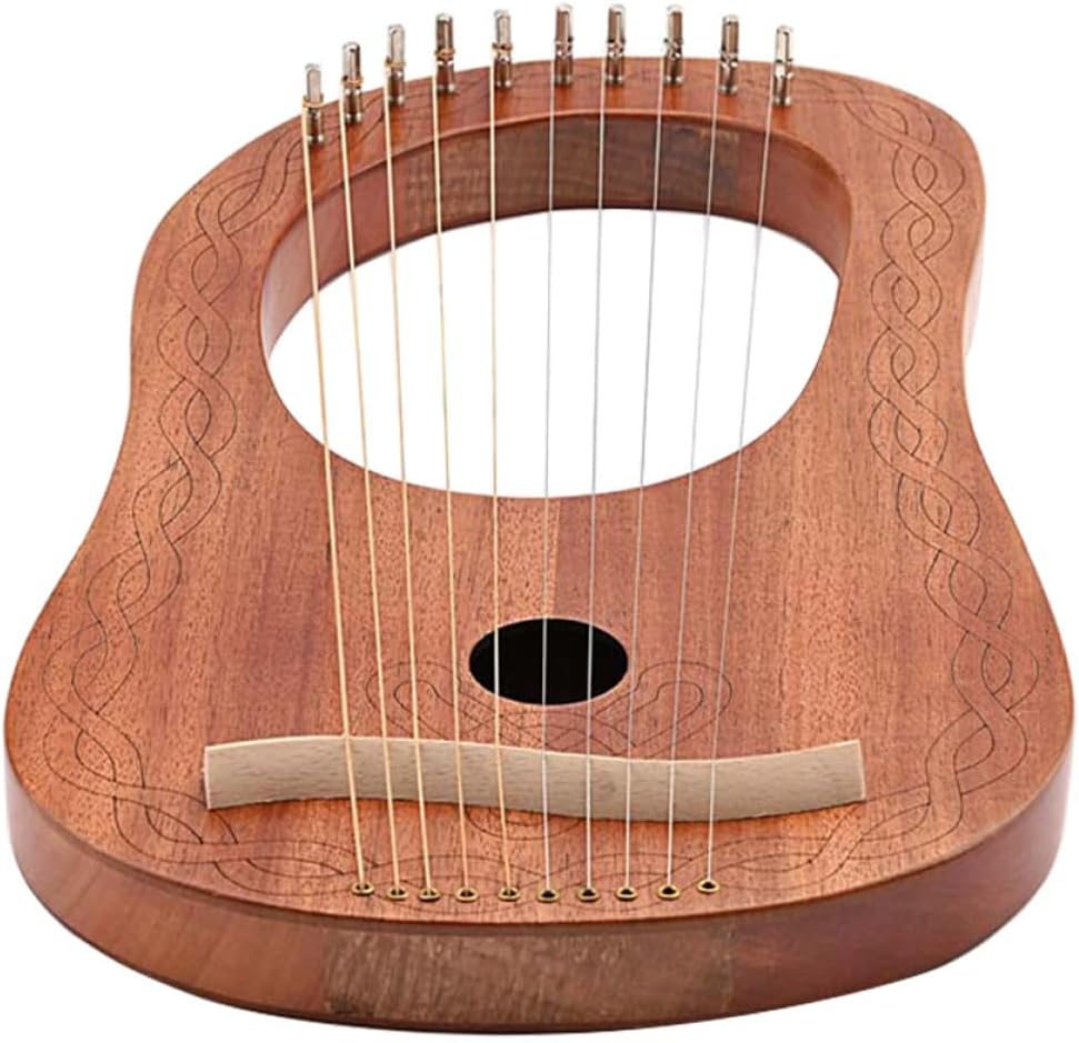 10 String String Lyre Harp for Music Lovers Vintage Style Instrument with Rounded Edge Strings for Beginners Adults and Bands Gift for Cultivating Musical Interest and