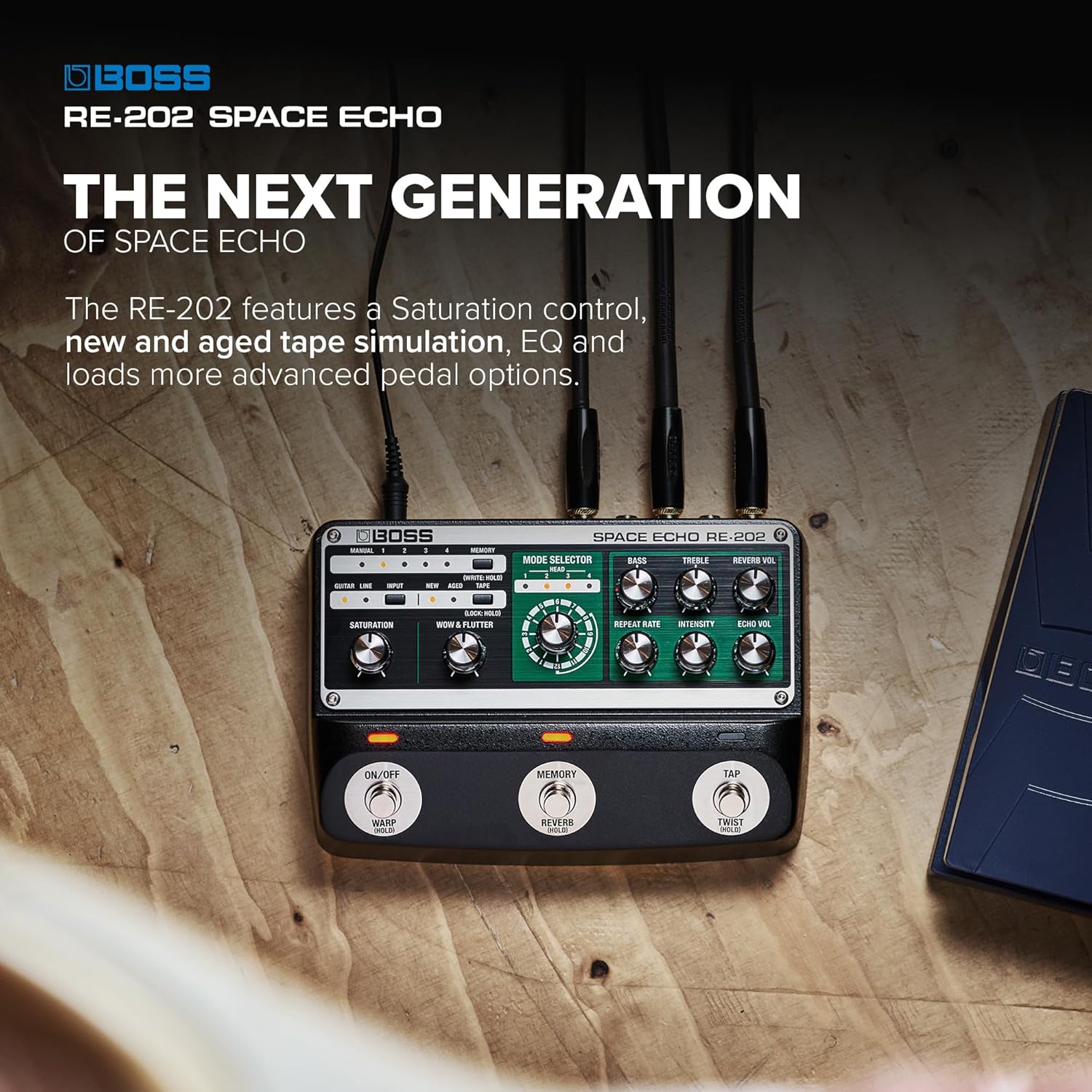 BOSS RE-202 Space Echo | Tape Echo Delay Reverb Effects Pedal | Modern Recreation of the Legendary Roland RE-201 Space Echo | True Stereo | Spring Reverb | Wow & Flutter