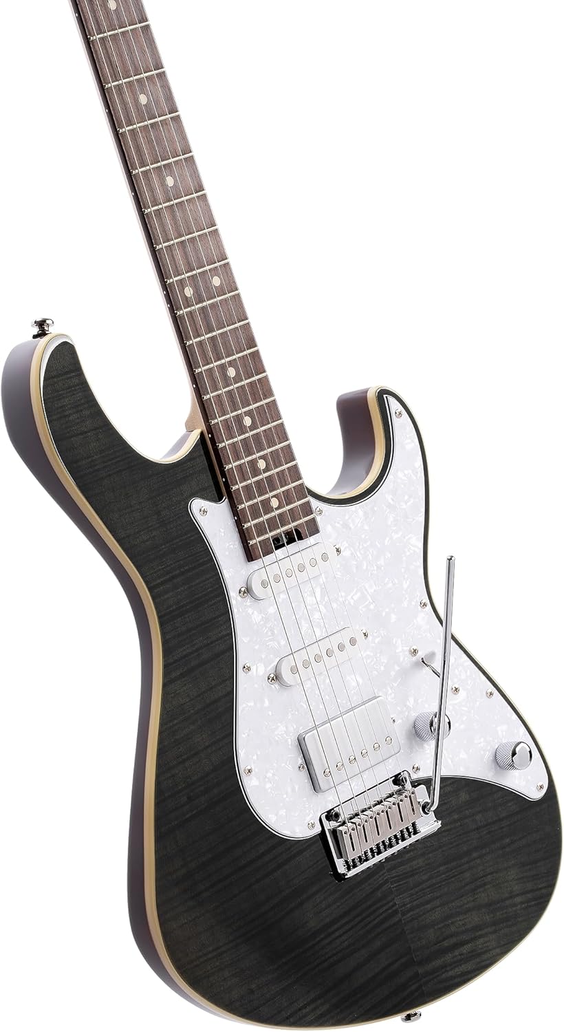 Cort G280 Select Flame Top 6-String Electric Guitar, Transparent Black Finish (G280SELECTTBK)