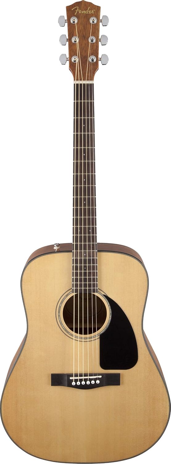 Fender CD-60 Dreadnought Acoustic Guitar - Natural Bundle with Hard Case, Strap, Tuner, Strings, Picks, Online Lessons, Instructional Book, and Austin Bazaar Instructional DVD