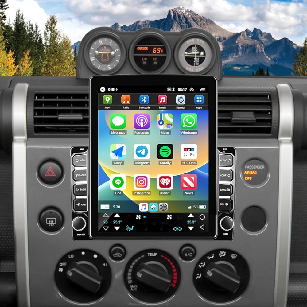 Car Stereo Radio for Toyota FJ Cruiser 2007-2014 with Wireless Carplay & Android Auto,9.7 Inch Car Audio Receiver GPS Navigation Unit with Bluetooth Head Unit Backup Camera WiFi SWC- 2G+32G