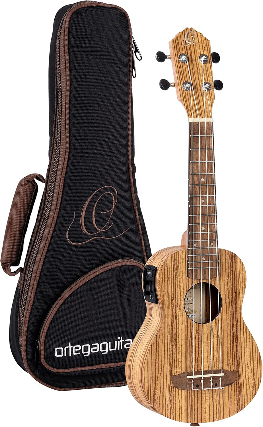 Ortega Guitars, 4-String Timber Series Soprano Acoustic-Electric Ukulele w/Bag, Right (RFU10ZE)