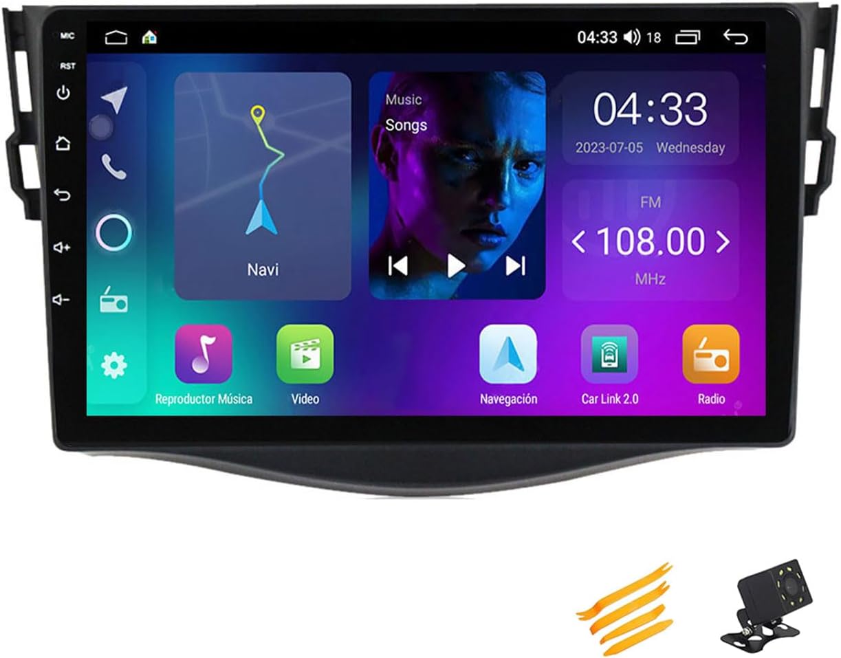 Android 13 Car Stereo Bluetooth Car Play 2 DIN Touch Screen Compatible with Toyota RAV4 2005~2013 9In QLED Display Car Radio with Navigation Android Auto FM RDS SWC,4 Core NF1 1G+32G