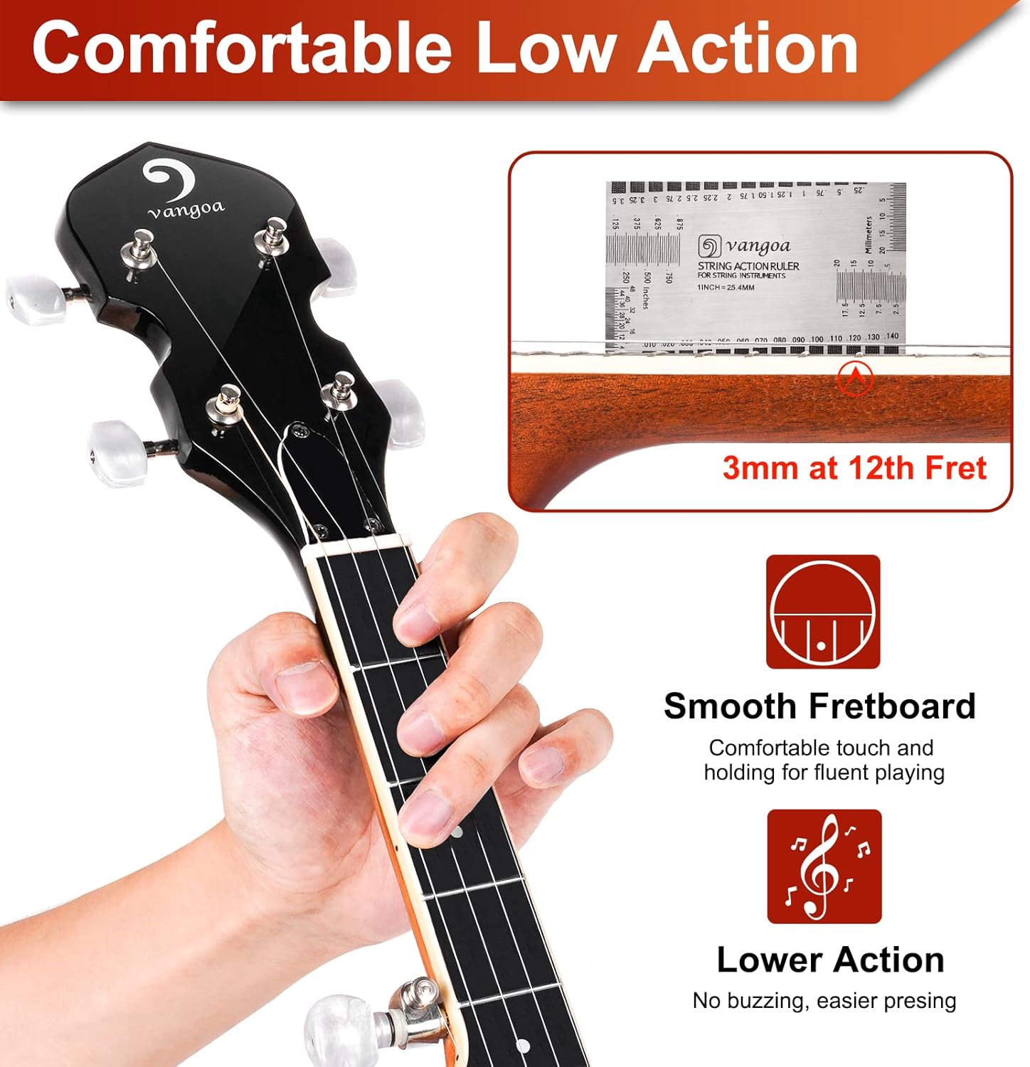 Vangoa Banjo 5 String Full Size Beginner Kit Remo Head Mahogany Resonator Banjo Closed Back with Premium Bag for Adults Teens Starters