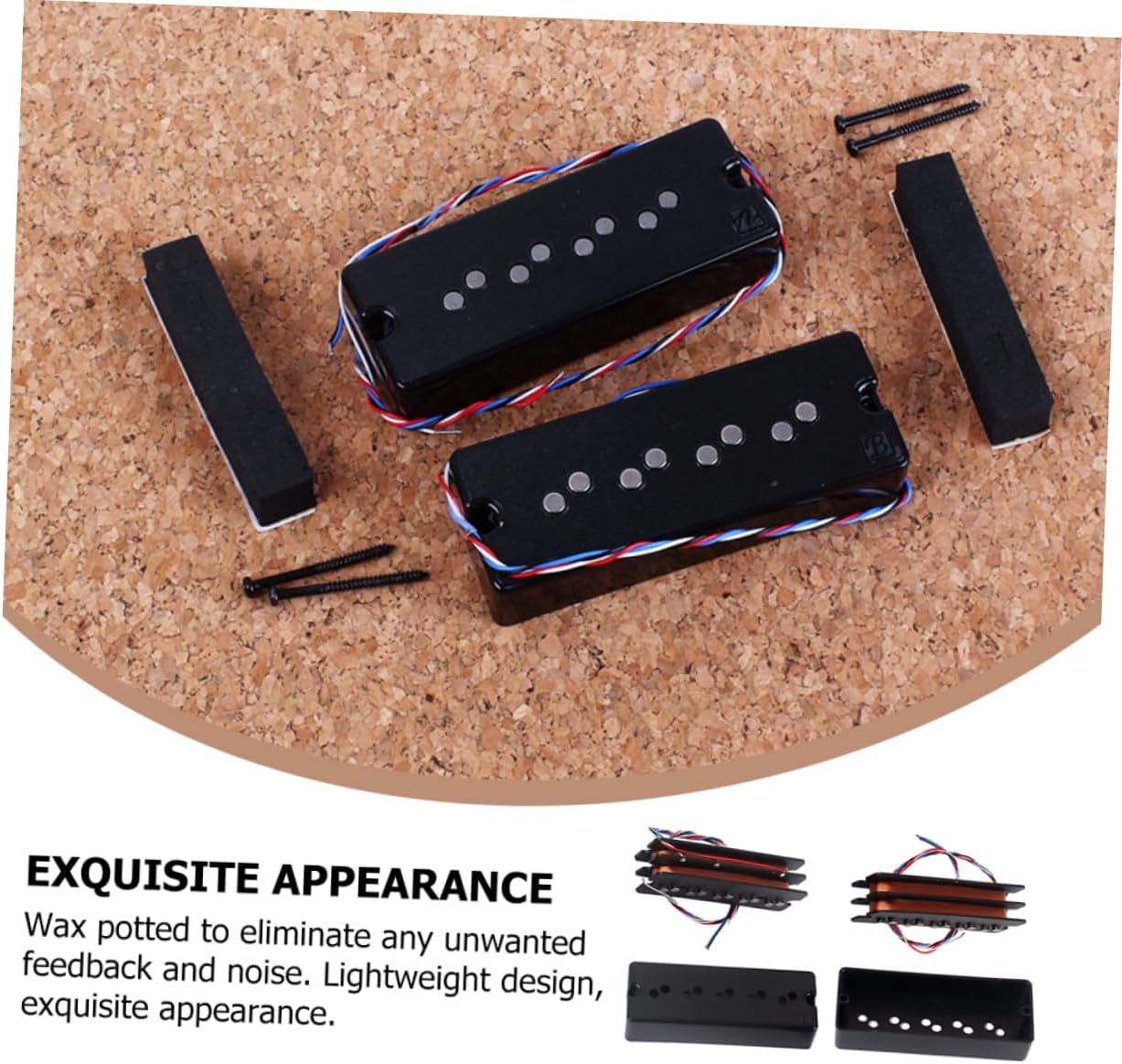 BESPORTBLE 5-String Double Layer Bass Pickup Set Soapbar Humbucker Bass Guitar Parts for