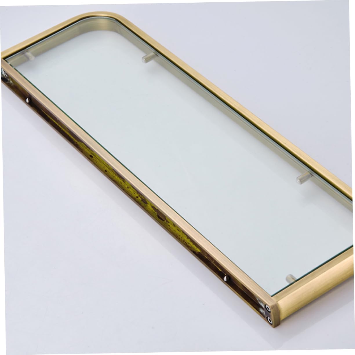 Happyyami Bronze Coated Glass Bathroom Shelf Wall Hanging Partition Rack Easy Clean Rustproof Suitable for Bathroom Kitchen