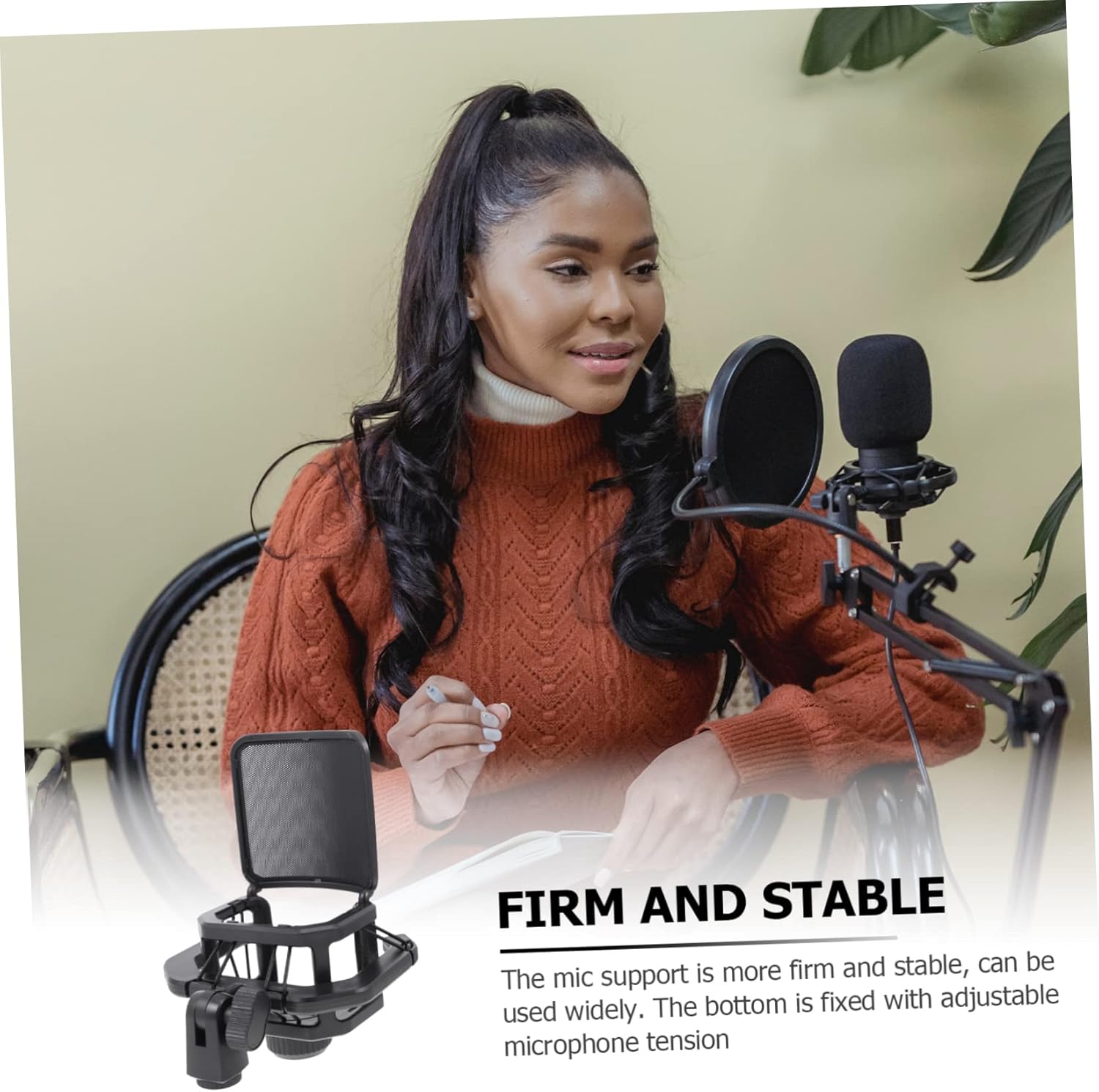 1pc Studio for Gaming Screen Mic Stable Support Condenser Quakeproof Laptop Streaming Portable Stand Desk Clip Desktop Abs Black with Base Rack Broadcast Universal Adjustable Stands