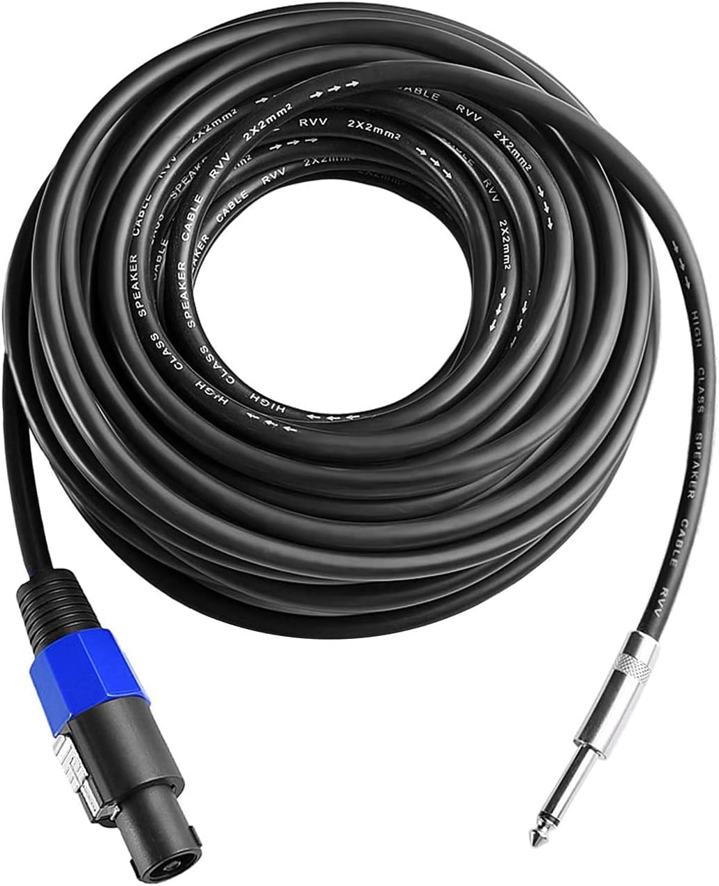 2Pcs 200 Feet Professional Speakon to 1/4 Speaker Cable, Pair 200 ft 12 Gauge Speakon to 1/4 Male Inch Audio Amplifier Connection Heavy Duty Cord Wire with Twist Lock