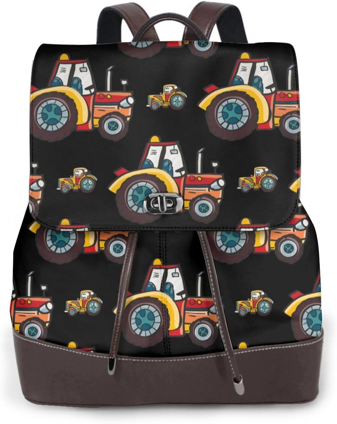 Cartoon Tractor for Womens Backpack Purse Microfiber PU Anti-theft Large Fashion Designer Travel Bag Ladies Shoulder Bags