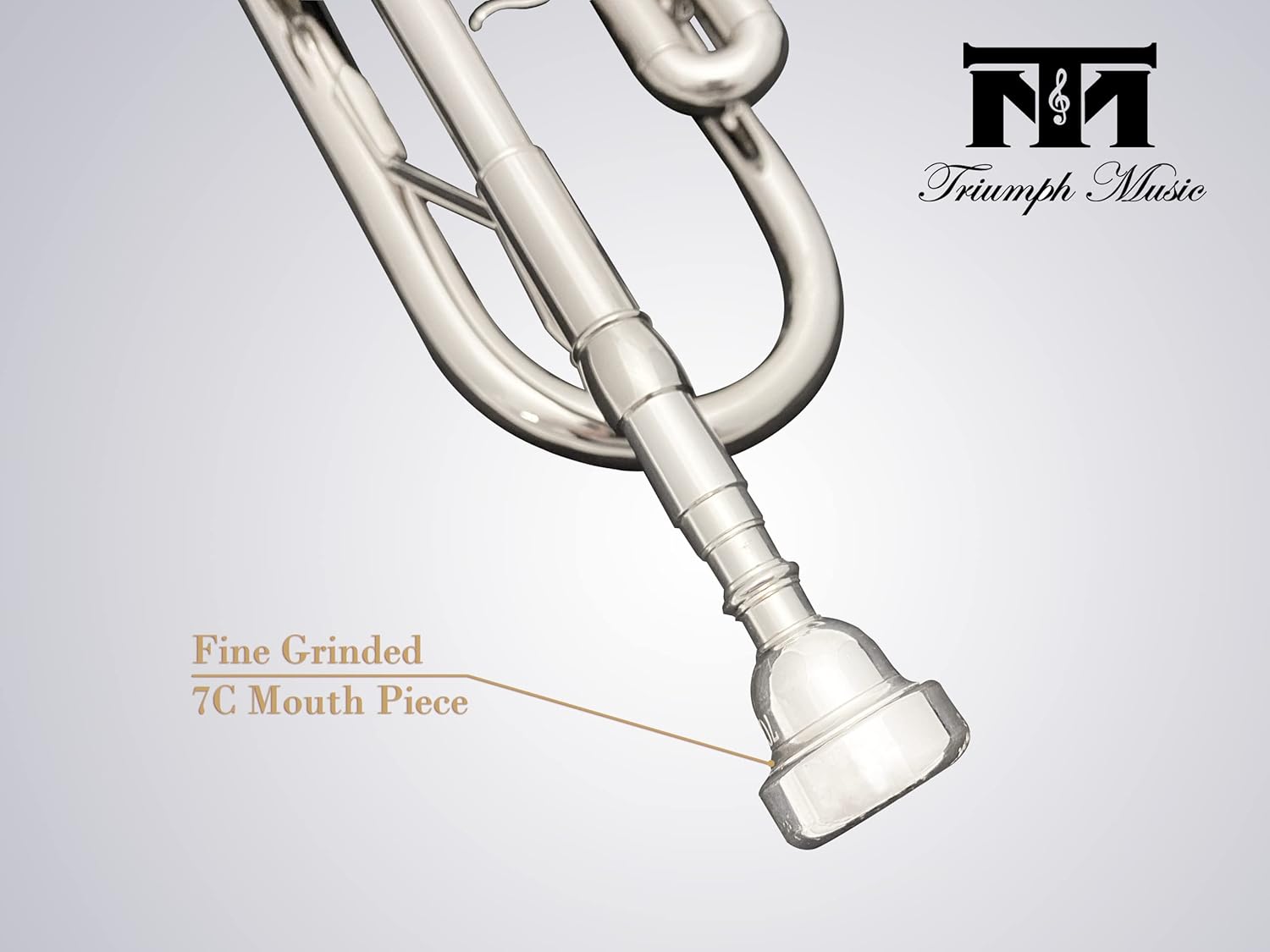 Triumph Bb Trumpet, Brass Instrument, Standard Trumpet Set for Students Beginners with Hard Case, Valve Oil, Cleaning Kit, 7C Mouthpiece, White Gloves, 6416N (Nickel Silver)