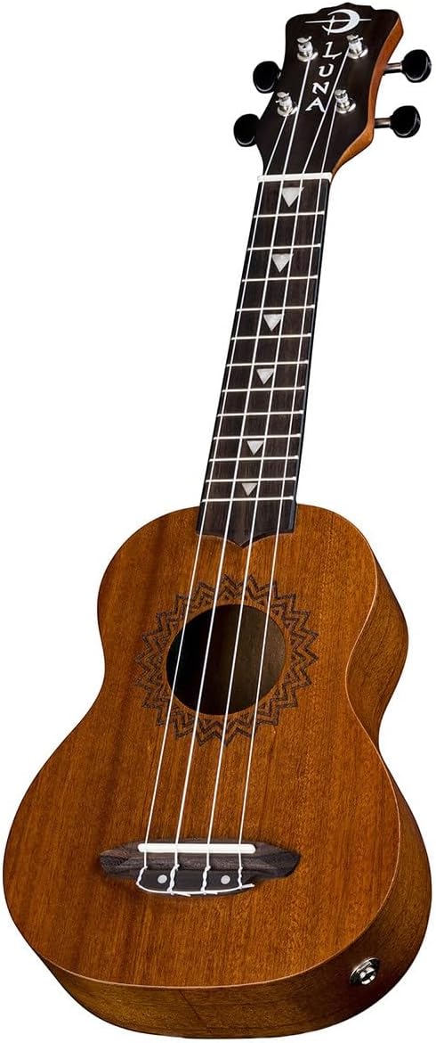 Luna Vintage Mahogany Acoustic/Electric Soprano Ukulele with Preamp, Satin Natural