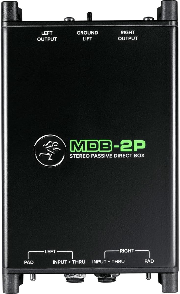 Mackie MDB Series, Passive Stereo Direct Box with dual 1/4” High-Impedance Inputs with Thru Outputs, 15db pads, and Dual Low-Impedance XLR Outputs with Ground Lift (MDB-2P)