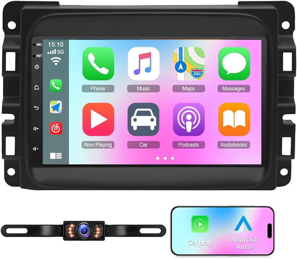 Double Din Android 13 Car Stereo Radio for 2019-2023 Dodge Ram 1500 2500 3500 & CarPlay Android Auto, 9 inch Touchscreen Radio GPS Navigation Bluetooth WiFi FM/RDS Mirror Link Backup Camera SWC 2+32G