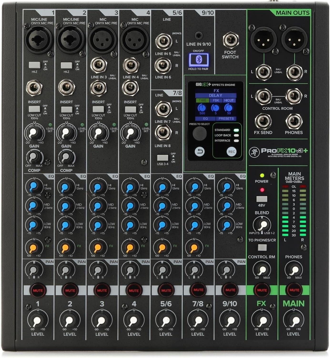 Mackie ProFX10v3+ 10-Channel Unpowered Mixer w/USB Bluetooth & Effects, 3 EMB Mics, 6 EMB 15-foot XLR Cables, and 3 10-foot 1/4