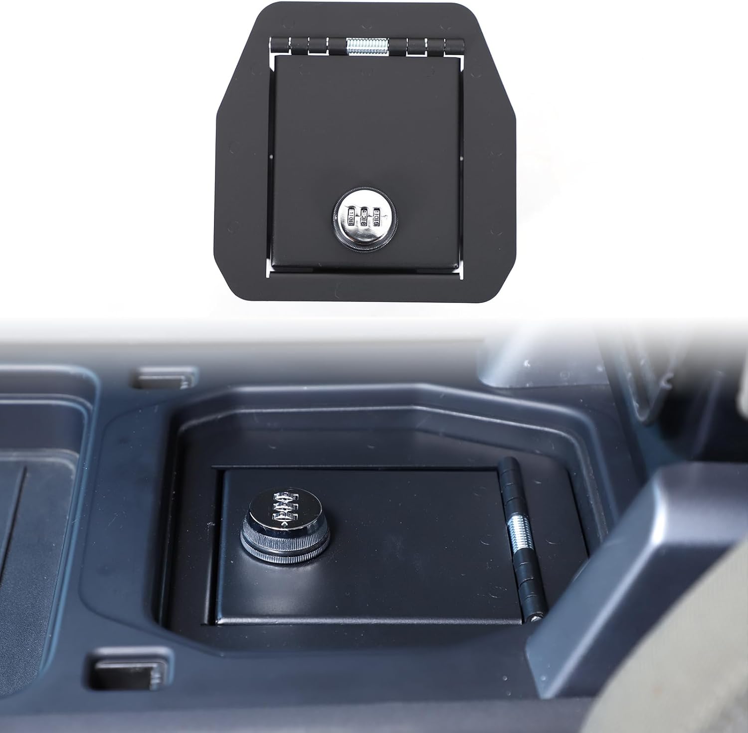Center Console Safe Lock Box Compatible with Land Rover Defender 90 110 130 2020-2025 Interior Accessories, Safe Lock Box Armrest Storage with 3 Digit Combo Code Lock, Black