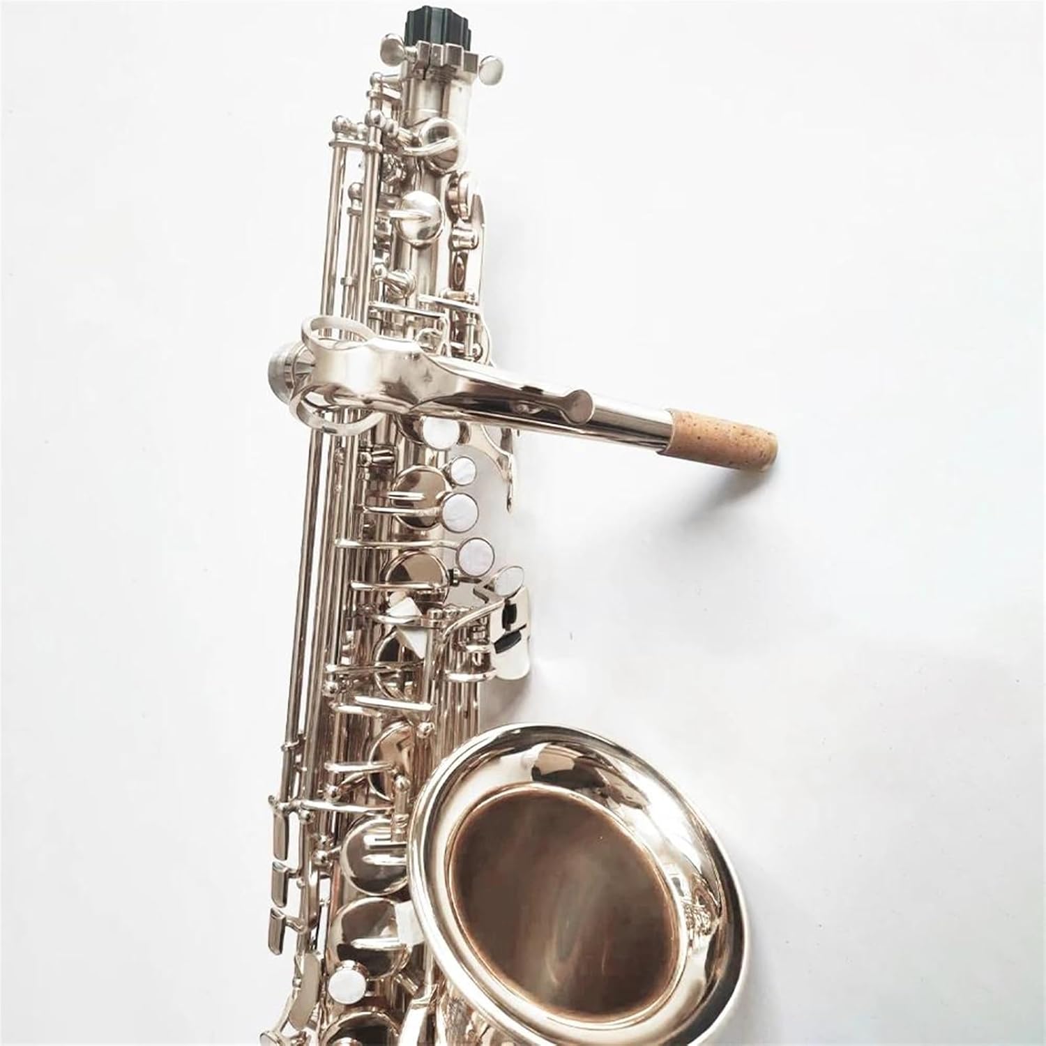 VBDEFRT Woodwind Instruments Silver Professional Alto Saxophone E-flat Instrument Hand Carved Pattern (Color : Leather bag)