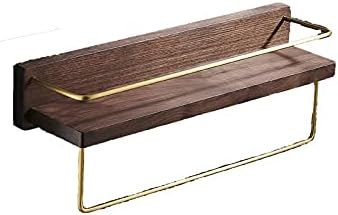 Shower Shelves Bathroom Shower Shelf, Brass and Wood Bathroom Corner Shelf, Wall Mounted Storage Holder Bathing Accessories (Color : 30cm)